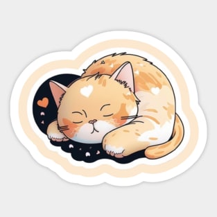 Sleepy Cat Valentine's Day Tee Sticker